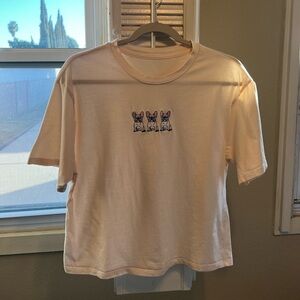 Organic Generation Women’s 3 French Bulldogs Dogs Cropped T Shirt SZ Med NEW